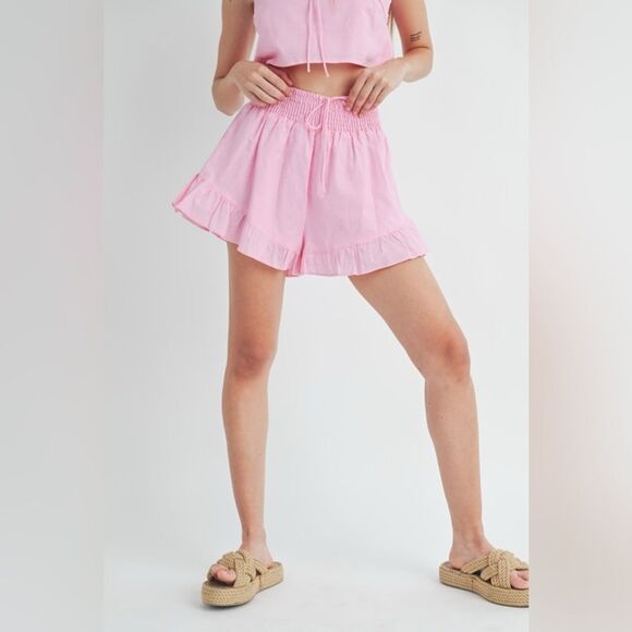 Pink Sleeveless Top and Ruffle Shorts Set - Picture 6 of 7